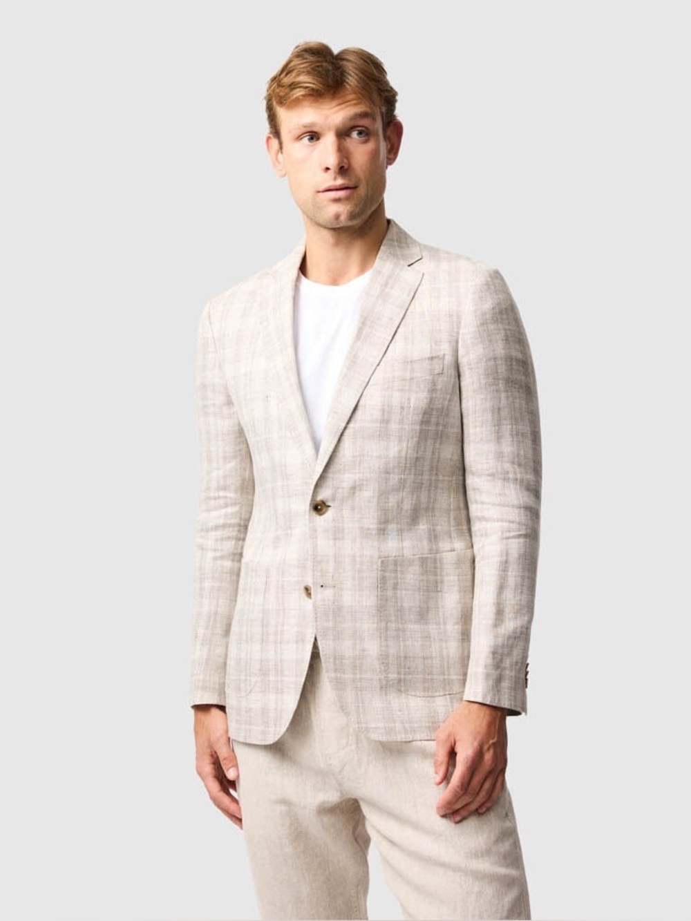 JKT New York 100% Linen Plaid Blazer 40R